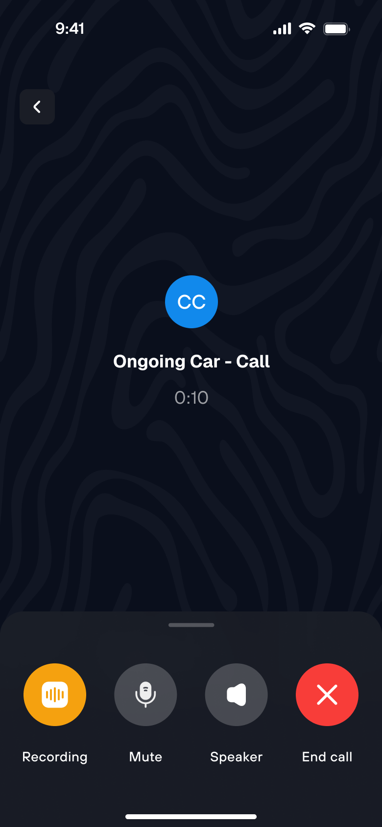 Car Call voice call screen